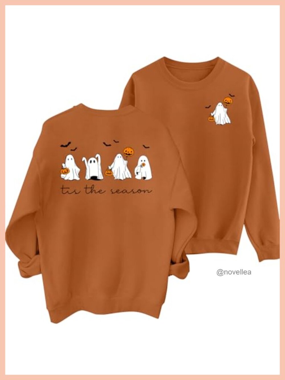 Halloween Sweatshirt Womens Pumpkin Ghost Graphic Long Sleeve Pullover